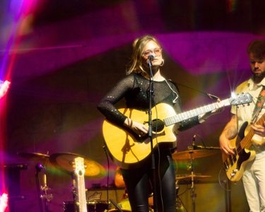 Elby Faser with her guitar player in the background
